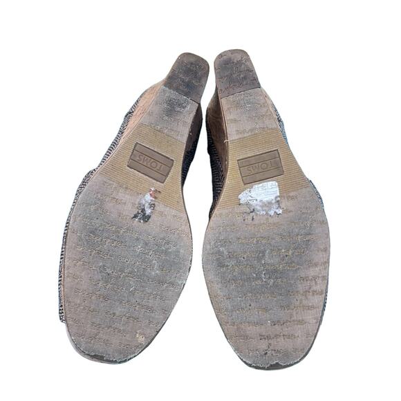 Tom’s Women’s Brown & Tan Herringbone Peep-Toe Cork Wedges Size 7 - Picture 10 of 13